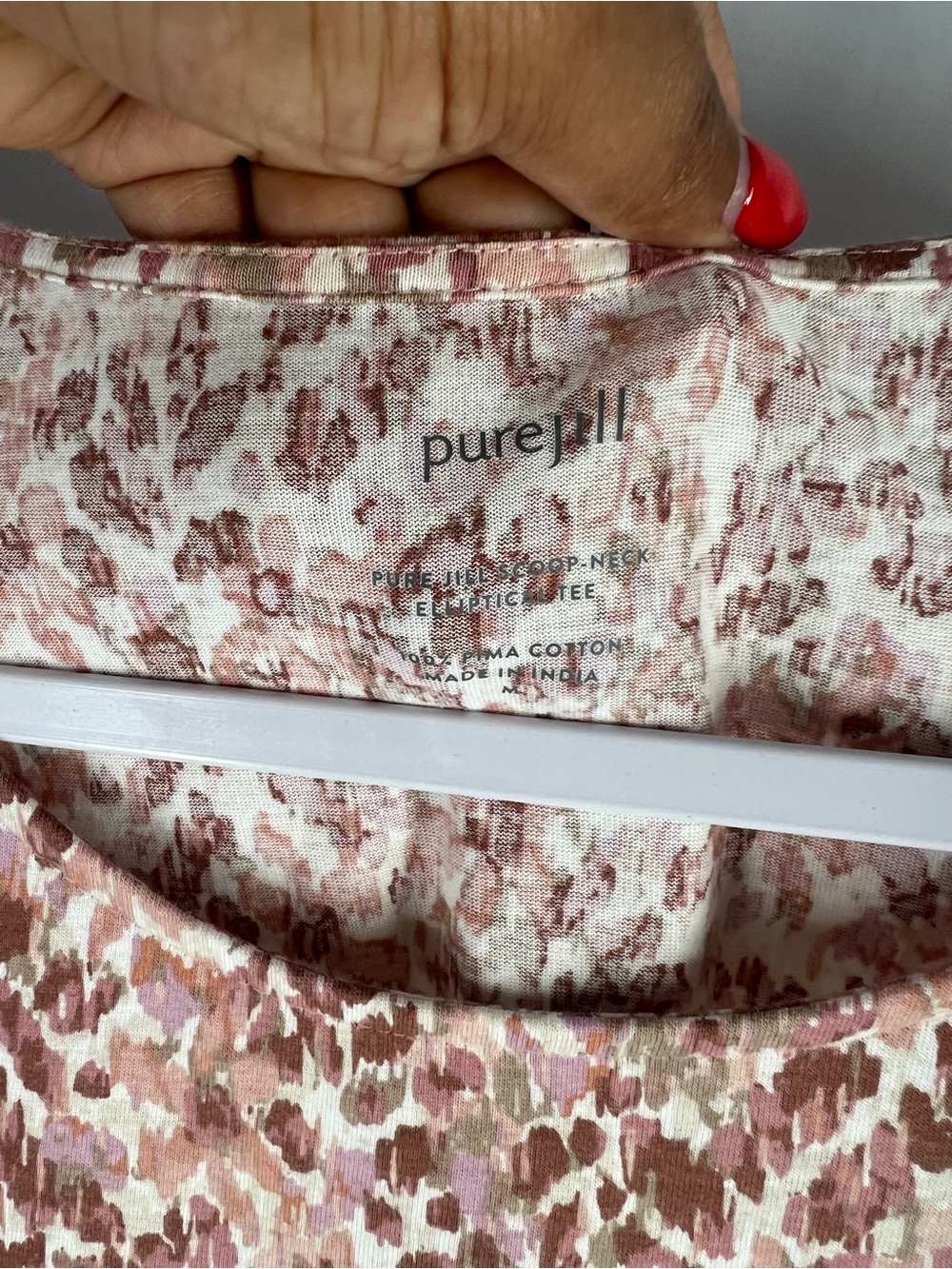 J. Jill Short Sleeve Scoop Neck Tee in Rose and Cream Floral - Picture 2 of 9